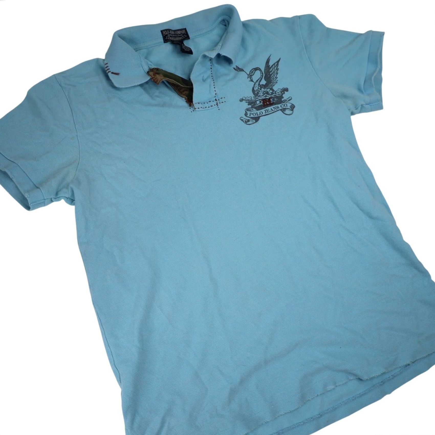 Polo Ralph Lauren VINTAGE Polo Jeans Co Ralph Lauren Mens Medium Unique Crest Polo Shirts Blue Polo Shirts Mens Medium Blue Crest Polo Shirts Size US M / EU 48-50 / 2 - 3 Thumbnail