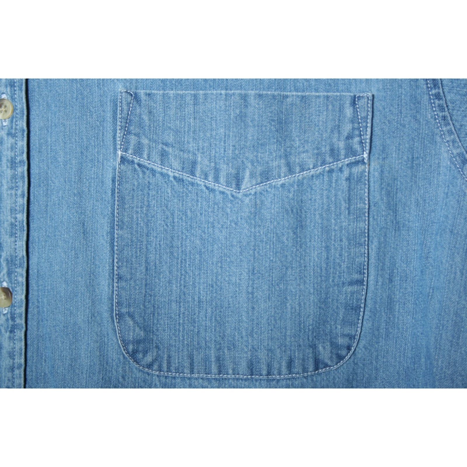 Cherokee VINTAGE Cherokee Denim Short Sleeve Button-Up Shirt L Blue 90s Mens Shirt Beige Tag Size Large Size US L / EU 52-54 / 3 - 3 Thumbnail
