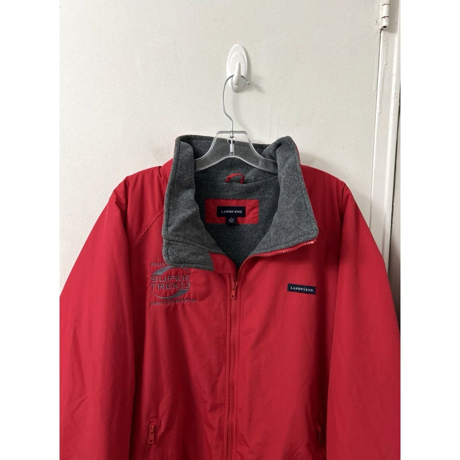 Lands' End Lands' End Squall Bomber Jacket Mens XL Red Fleece Lined Full Zip Pockets L/S Size US XL / EU 56 / 4 - 2 Thumbnail