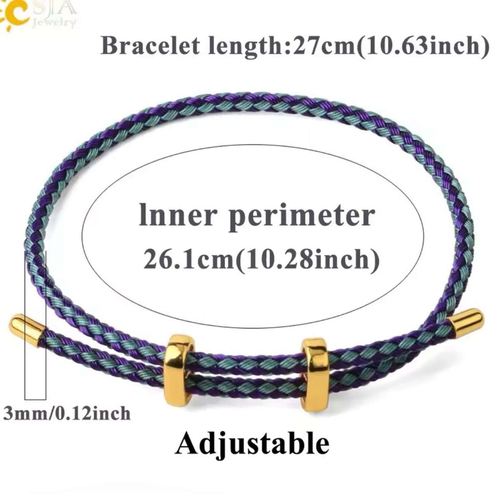 Other Black Steel Braided Rope Bracelet for Men Size ONE SIZE - 3 Thumbnail