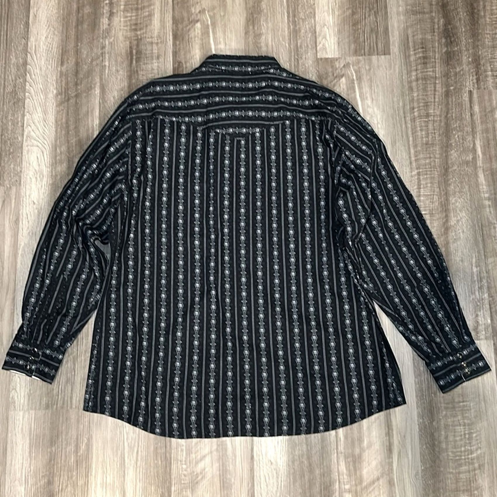 Scully Scully Striped Long Sleeve Pearl Snap Button-Up 2XL Men Black Gray Cotton Shirt Size US XXL / EU 58 / 5 - 3 Thumbnail