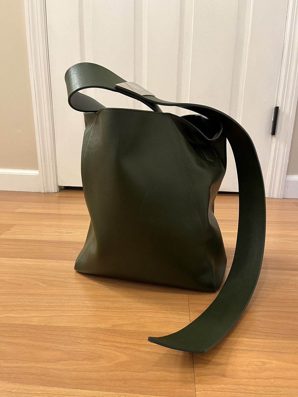 Calvin Klein 205W39NYC Green Leather Bucket Bag