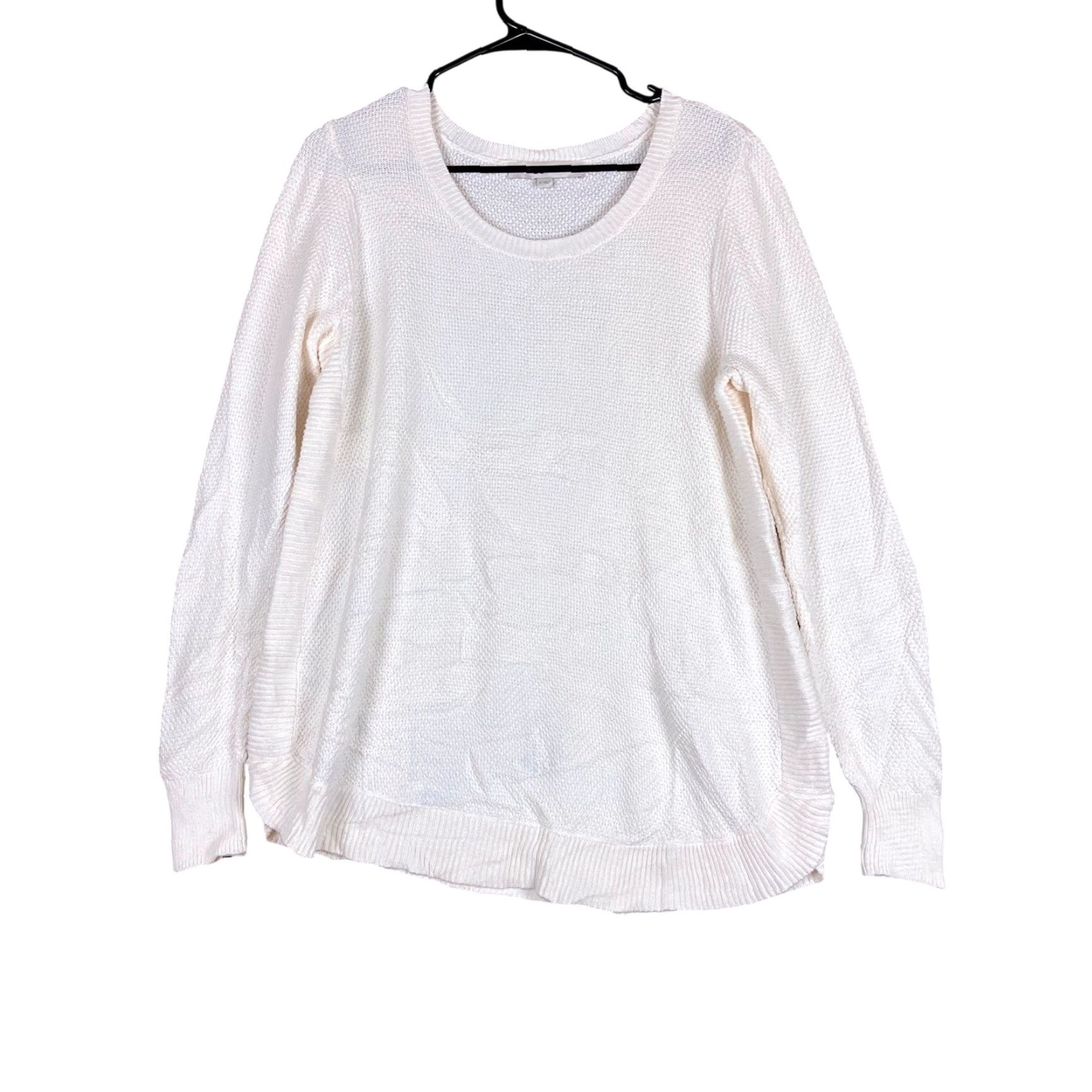 Loft LOFT Ann Taylor Womens Sweater Cream Knit Crew Neck Long Sleeve 100% Cotton S Pullover Casual Workwear Cardigan not wool not acrylic Size S / US 4 / IT 40 - 2 Thumbnail