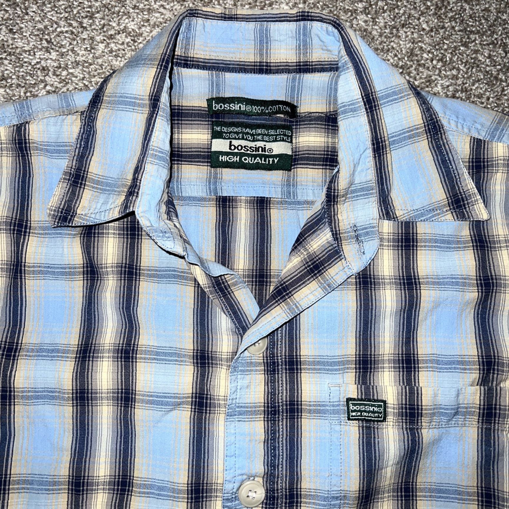 Vintage Bossini Blue Plaid Button-Up Shirt Mens Size S Short Sleeve High Quality Size US S / EU 44-46 / 1 - 2 Thumbnail