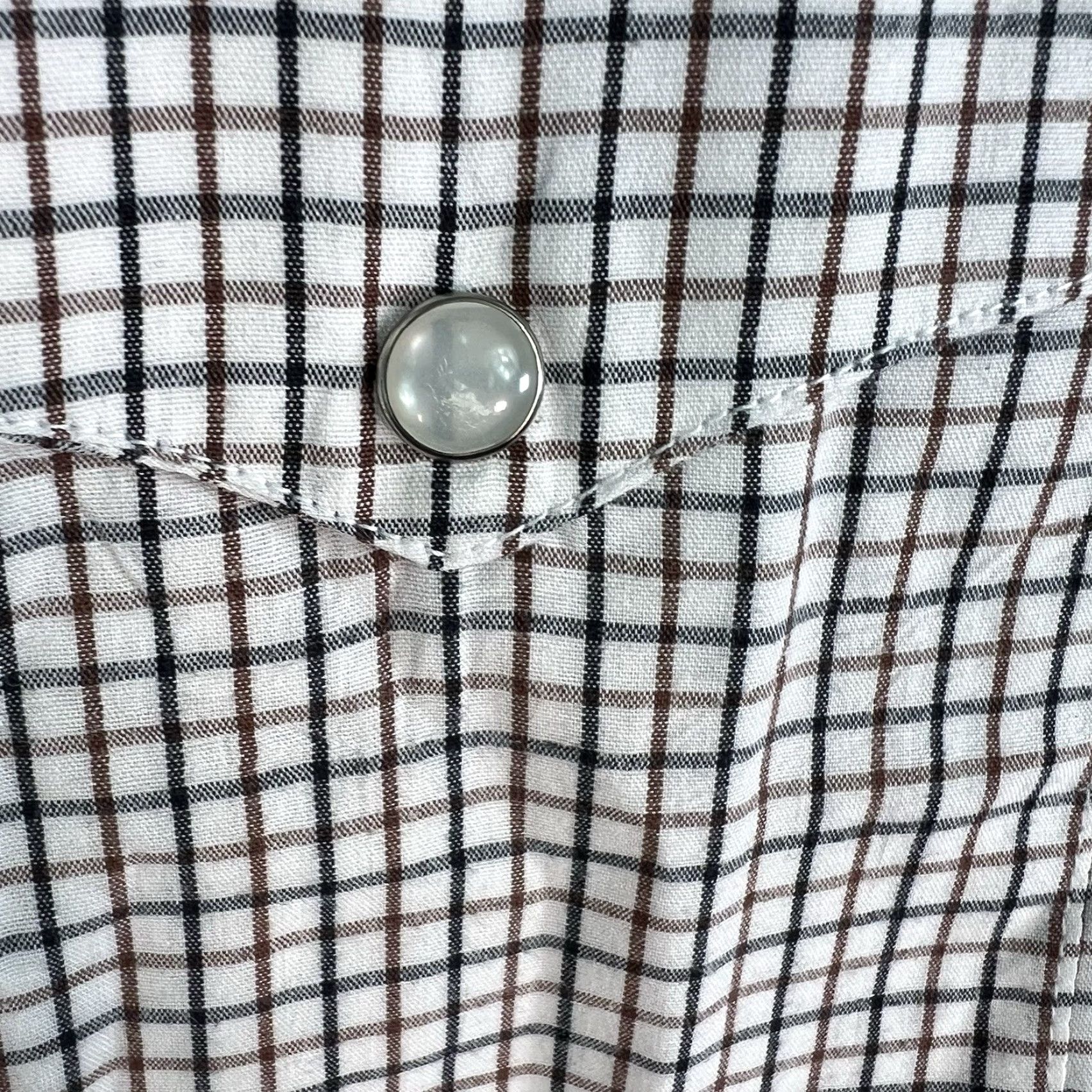 Vintage Panhandle Slim Check Pearl Snap Western Shirt Men’s L Short Sleeve White 48 in Chest Slimming Regular Fit Western Mens 16.5 Neck Snap Button-Up Shirt Size US L / EU 52-54 / 3 - 5 Thumbnail