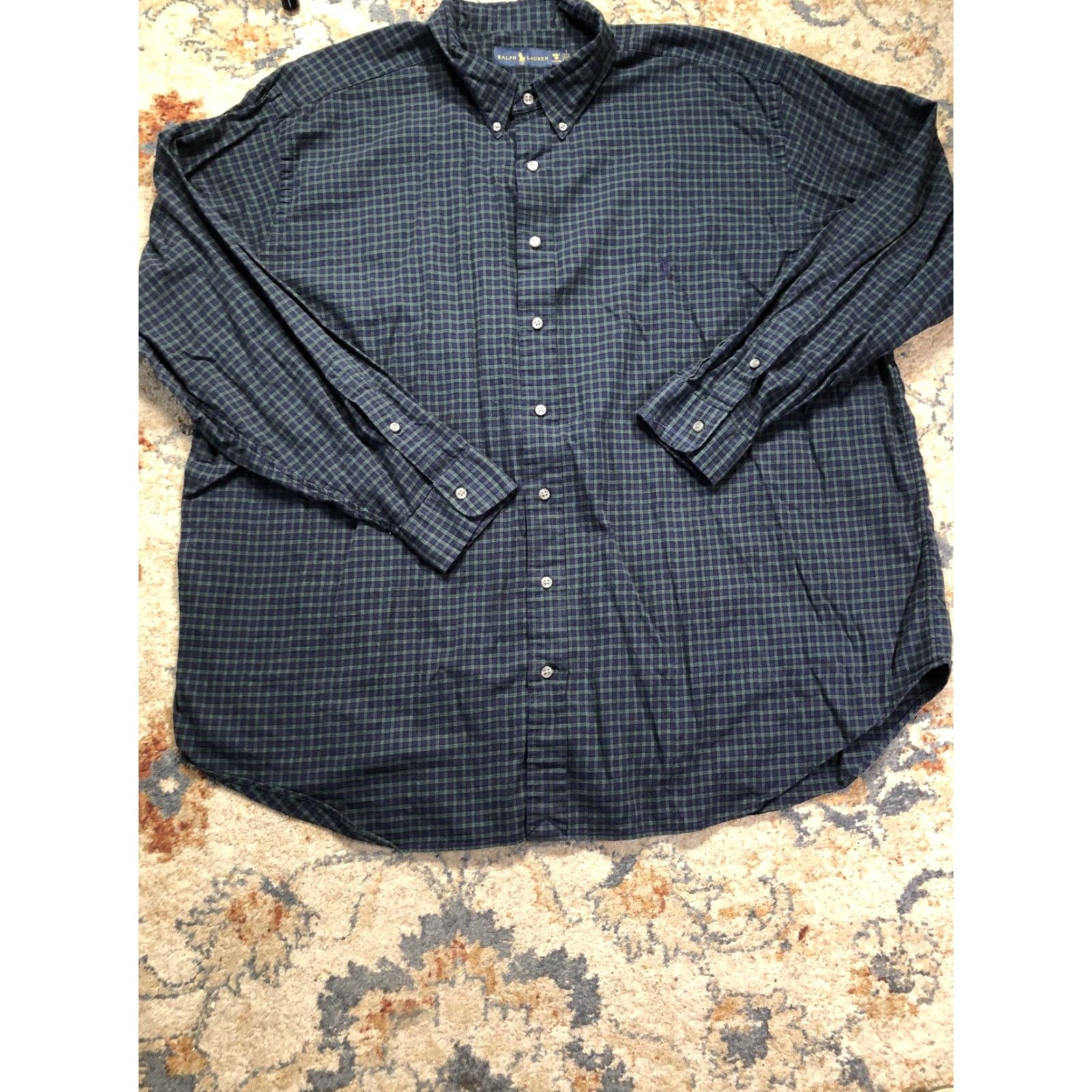 Ralph Lauren Ralph Lauren Shirt Mens Big 3X Blue Green Check Button Down Long Sleeve Casual Size US XXL / EU 58 / 5 - 5 Thumbnail