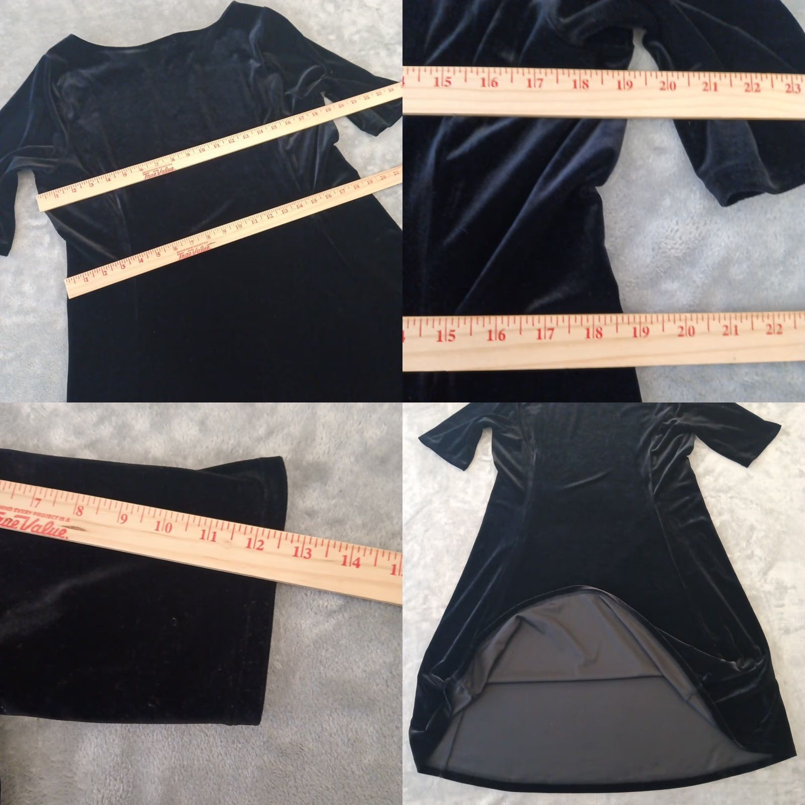 Lands' End Lands' End Black Velvet A-Line Dress Midi Short Sleeve Round Neck Pullover Regular L Women Size L / US 10 / IT 46 - 8 Thumbnail