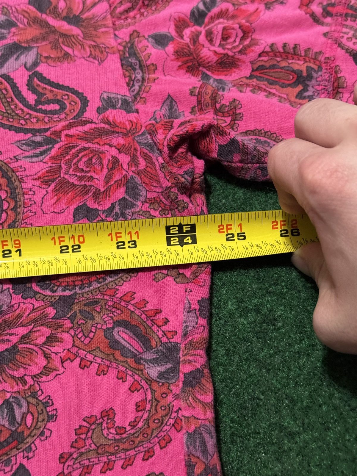 Vintage Vintage 90s Paisley Flower Print Boxy Pocket Crop T Shirt Size L / US 10 / IT 46 - 4 Thumbnail