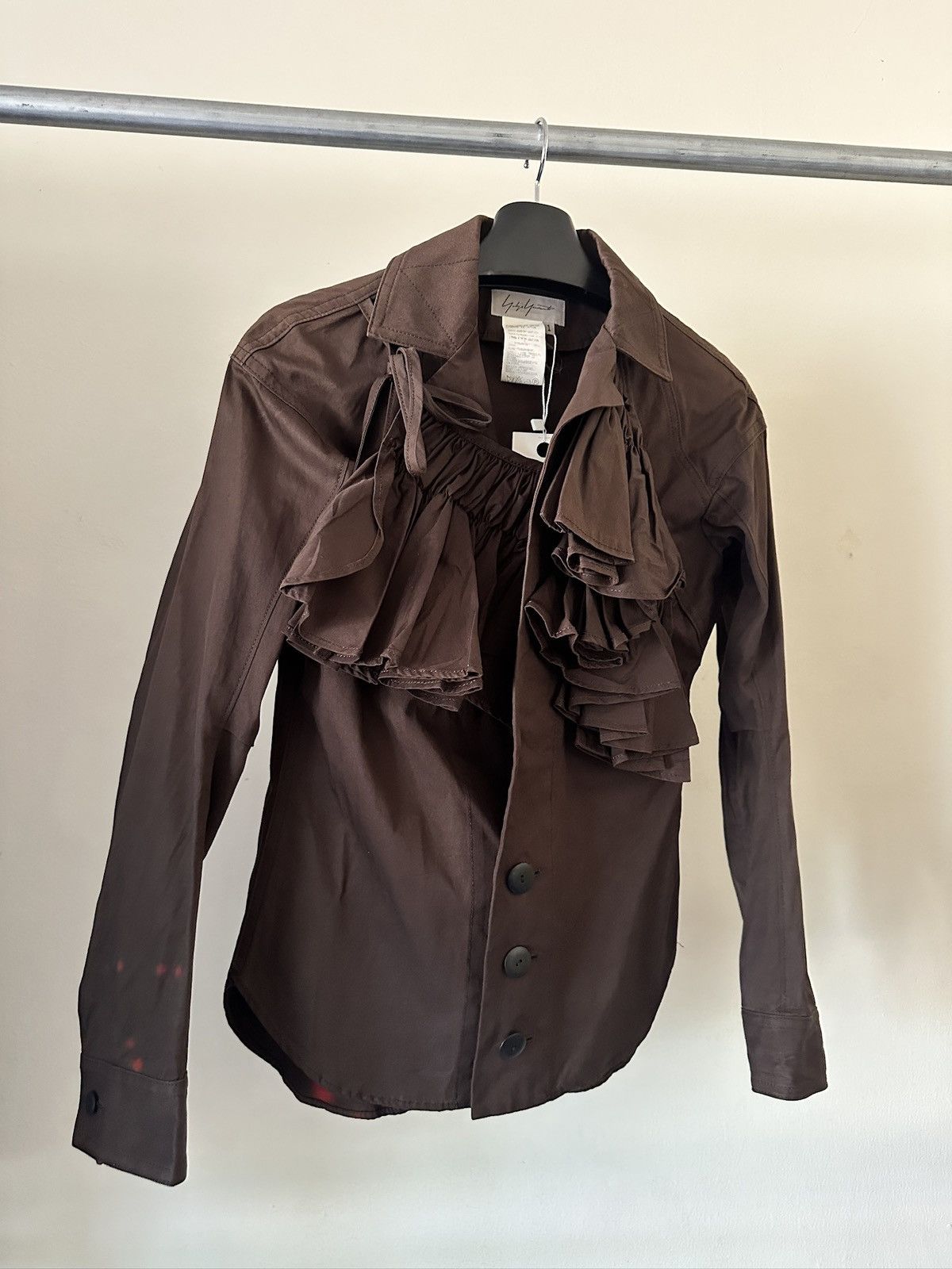 Yohji Yamamoto SS2006 Yohji Yamamoto 3 Button Stained Ruffle Shirt Size S / US 4 / IT 40 - 4 Thumbnail
