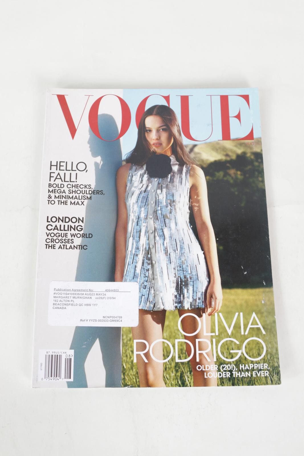 Vogue 2023' Vogue August Olivia Rodrigo Magazine Size ONE SIZE - 1 Thumbnail