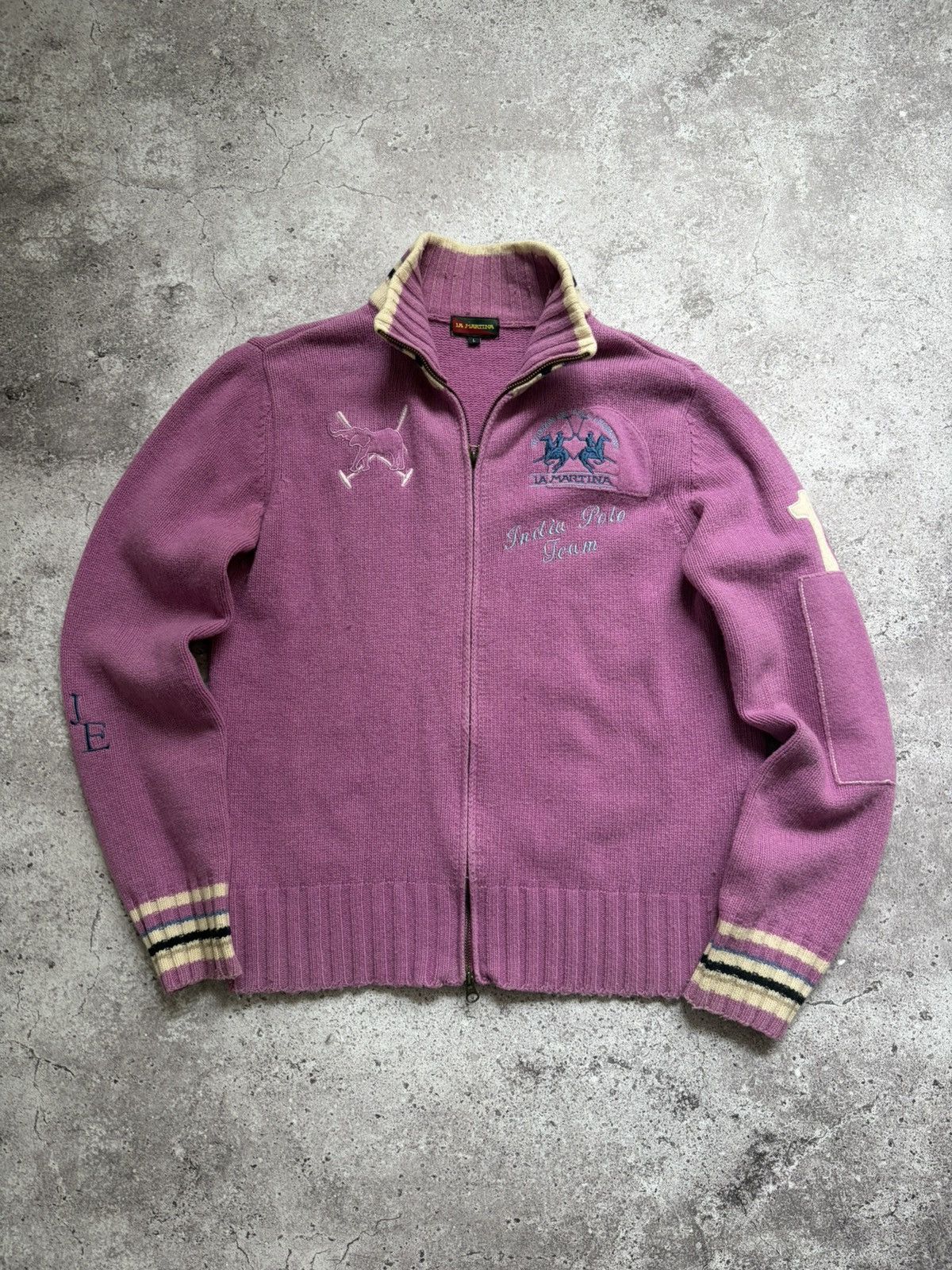 La Martina Vintage La Martina Number 1 Pink Zip Sweater Size US L / EU 52-54 / 3 - 1 Thumbnail