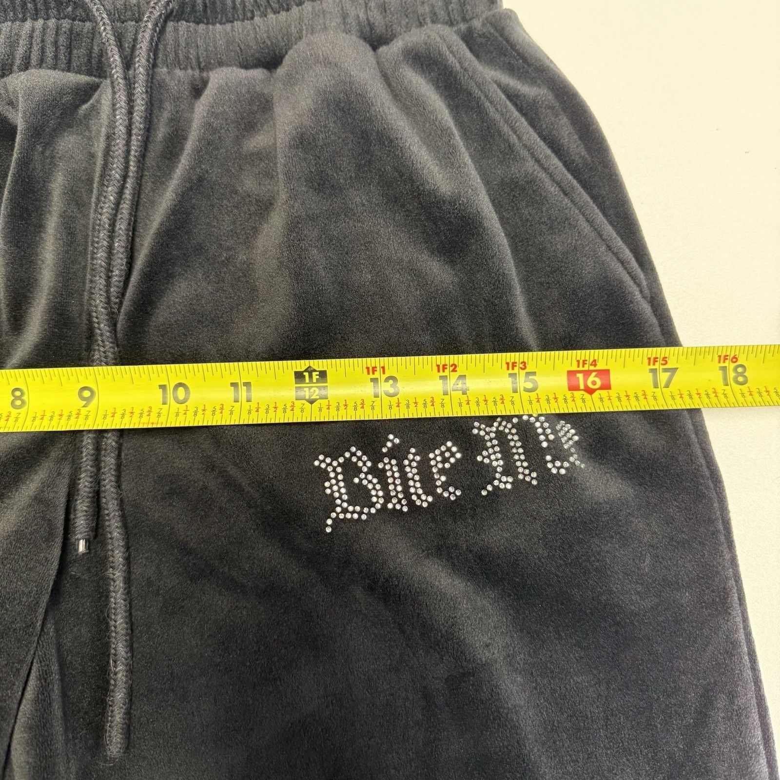 Vintage Y2K Style Velour Pants Womens Small 'Bite Me' Rhinestone Size 25" / US 0 / IT 36 - 10 Thumbnail