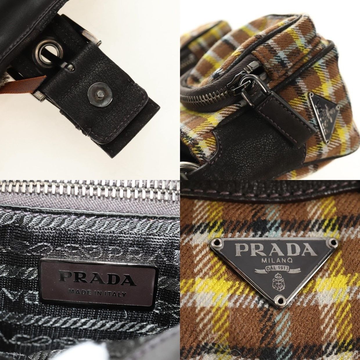 Prada Prada Canvas Chain Shoulder Bag Brown Size ONE SIZE - 13 Thumbnail