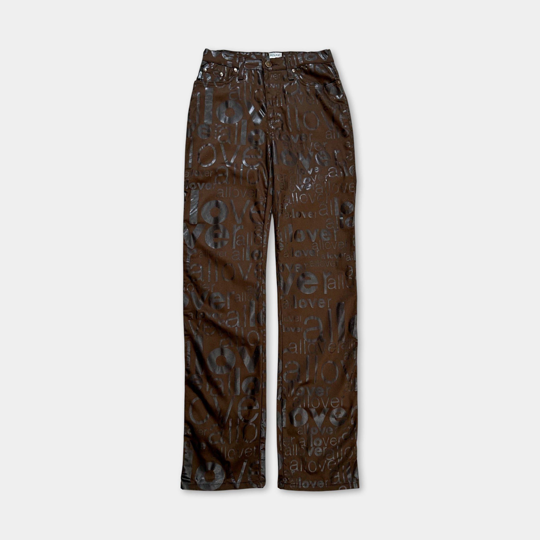 Moschino Moschino Brown Letters Print Pants Size US 31 - 1 Thumbnail