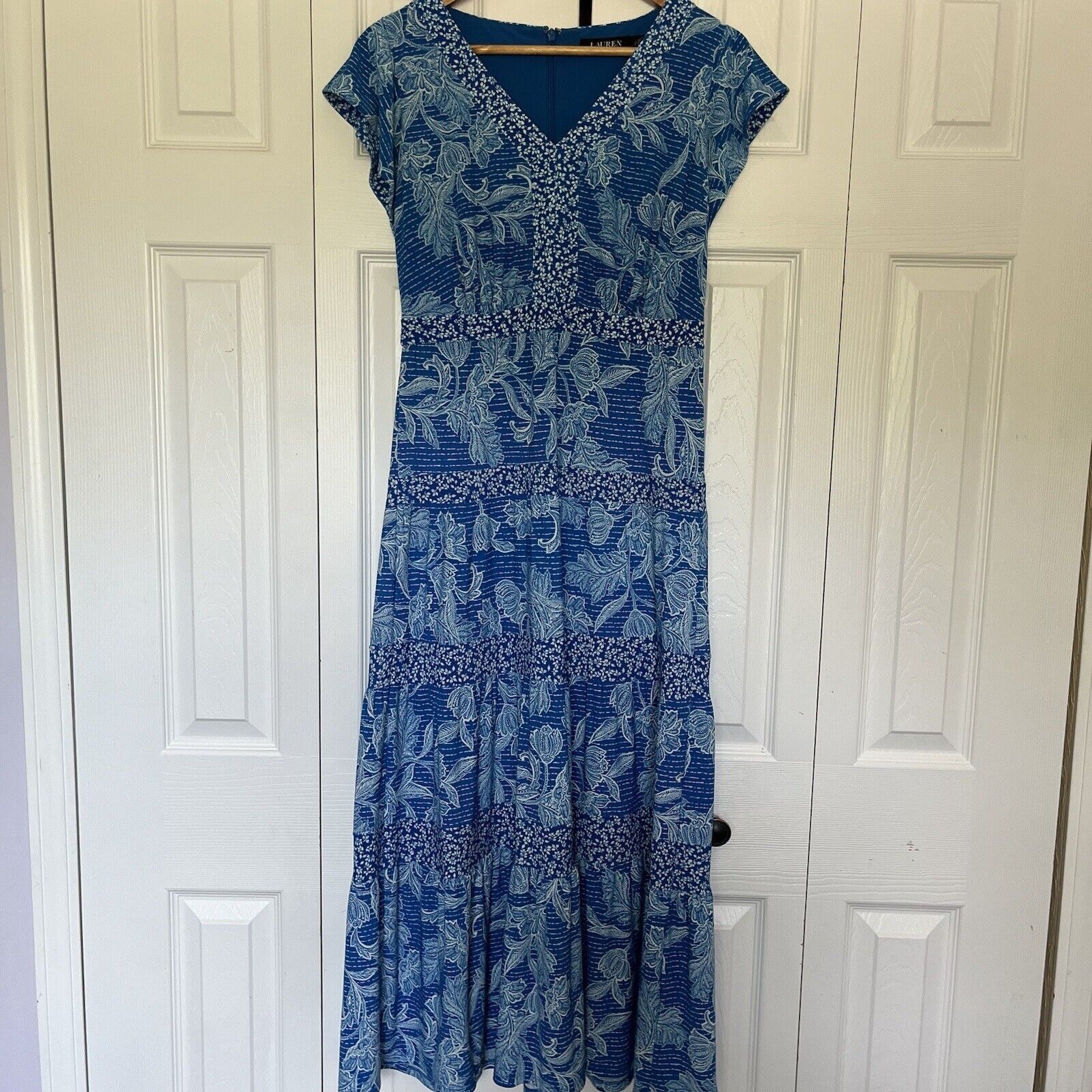 ralph lauren blue floral dress Ralph Lauren Girls Classic Oxford Floral Shirt Dress in Blue main image 1