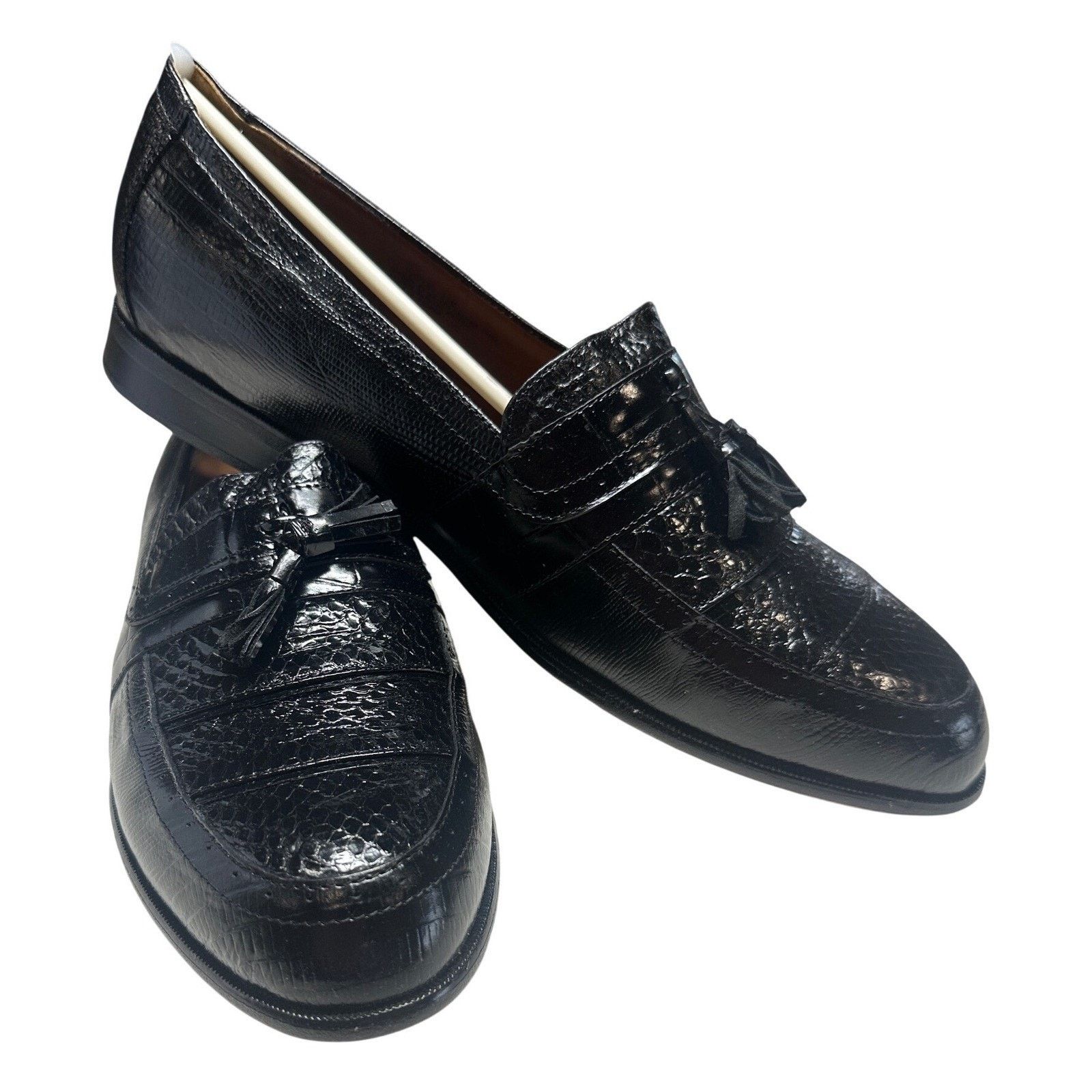 Stacy Adams Stacy Adams 13 Black New Genuine Snake Skin Tassel Loafers Size US 13 / EU 46 - 4 Thumbnail