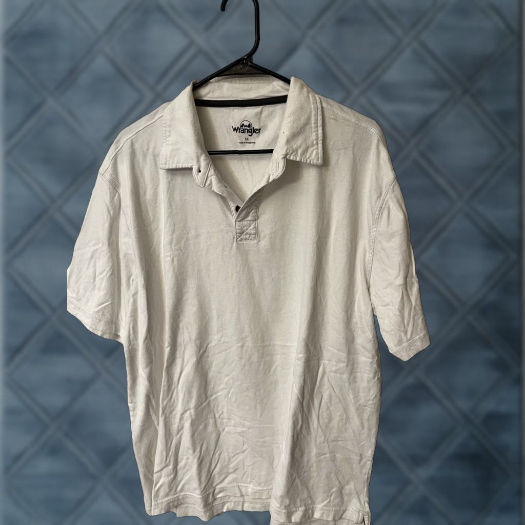 Wrangler VINTAGE Wrangler Polo Shirt Mens XL White Knit Logo Short Sleeve Polo Shirt XL White Logo, American Classic, Wrangler, Men, Polo Size US XL / EU 56 / 4 - 1 Thumbnail