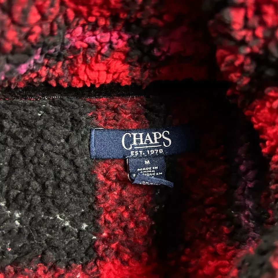 Chaps Chaps 1/4 Zip Pullover Womens Medium Plaid Fleece Sweatshirt Size M / US 6-8 / IT 42-44 - 2 Thumbnail