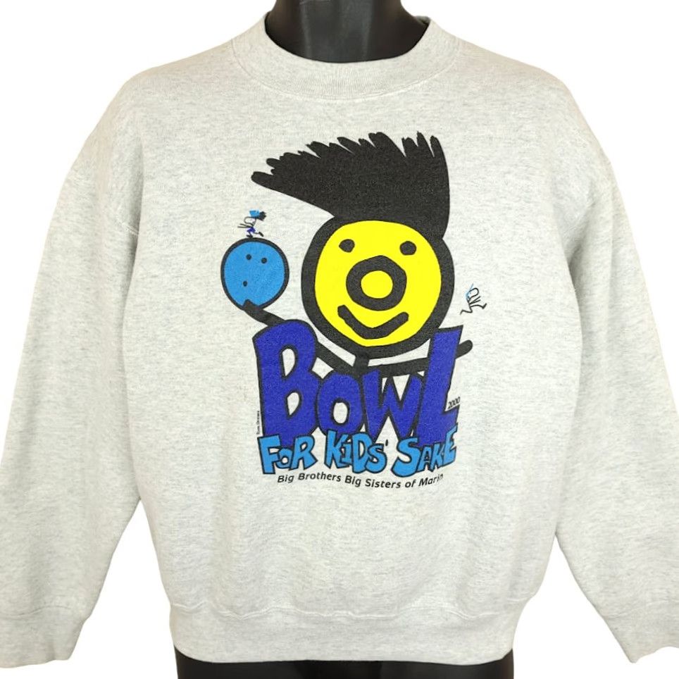 Fruit Of The Loom VINTAGE Bowling Sweatshirt Mens Size Medium Gray Cotton Blend Fruit of the Loom 90s Y2K Bowler Big Brothers Sisters Made In USA Size US M / EU 48-50 / 2 - 2 Thumbnail