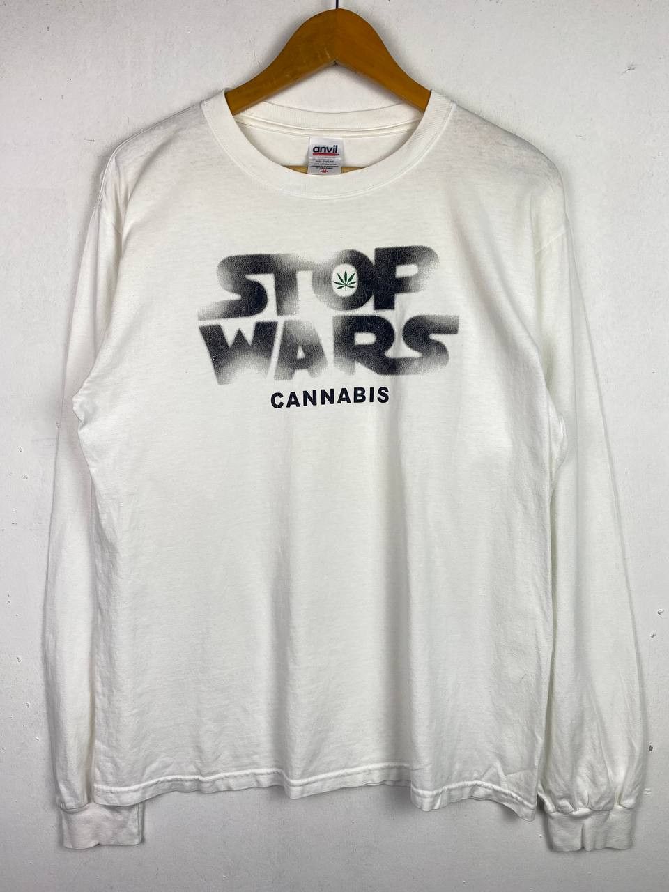 Vintage vintage stop war cannabis longsleeves tee nice design Size US M / EU 48-50 / 2 - 1 Thumbnail