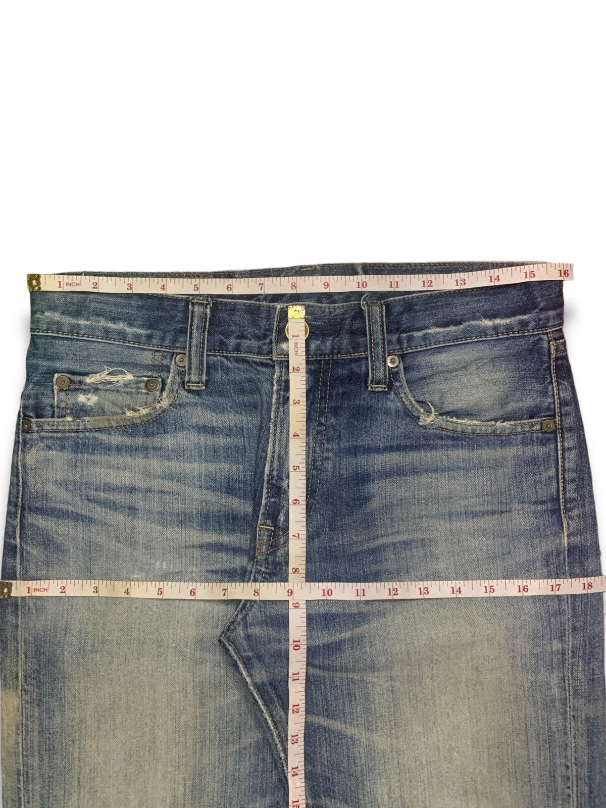 Uniqlo Vintage Uniqlo Blue Wash Distressed Baggy Jeans 32x30 Size US 32 / EU 48 - 11 Thumbnail