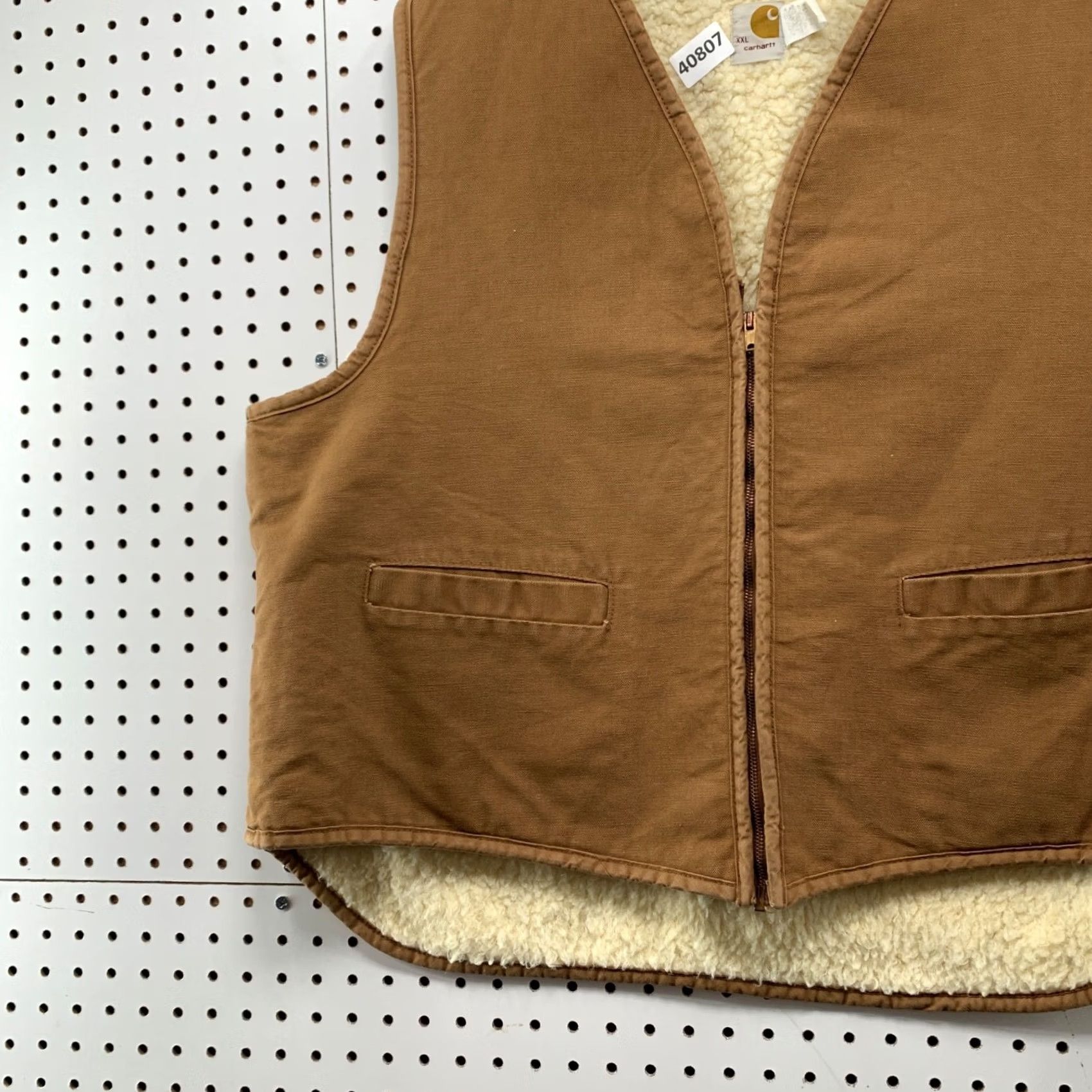 Carhartt VINTAGE Carhartt Vest Shirt Mens 2XL Tan Brown Canvas Sherpa 70s USA 6SV Bomber Workwear Casual Winter Fall Spring Mens Size US XXL / EU 58 / 5 - 5 Thumbnail
