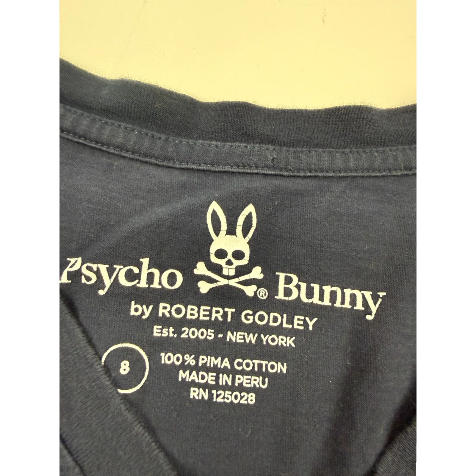 Psycho Bunny Psycho Bunny Shirt Mens Large Blue V-Neck T-Shirt with Embroidered Logo Skull Bunny Tee Size US L / EU 52-54 / 3 - 3 Thumbnail