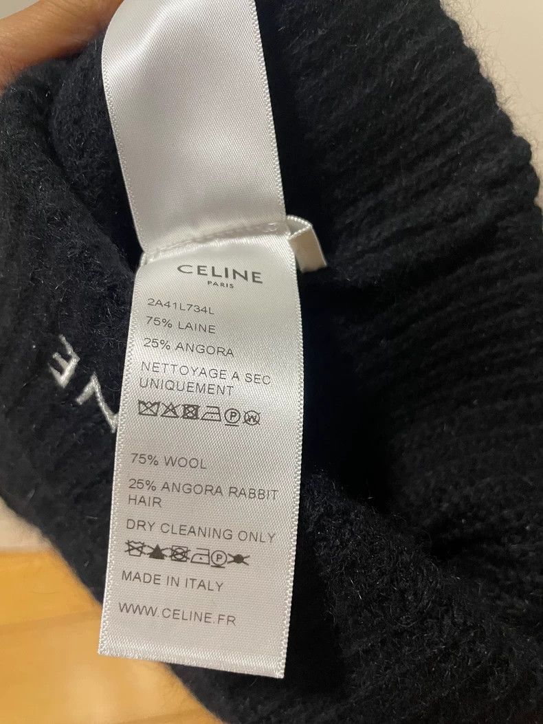 Celine Celine Black Beanie with White Logo Size ONE SIZE - 5 Thumbnail