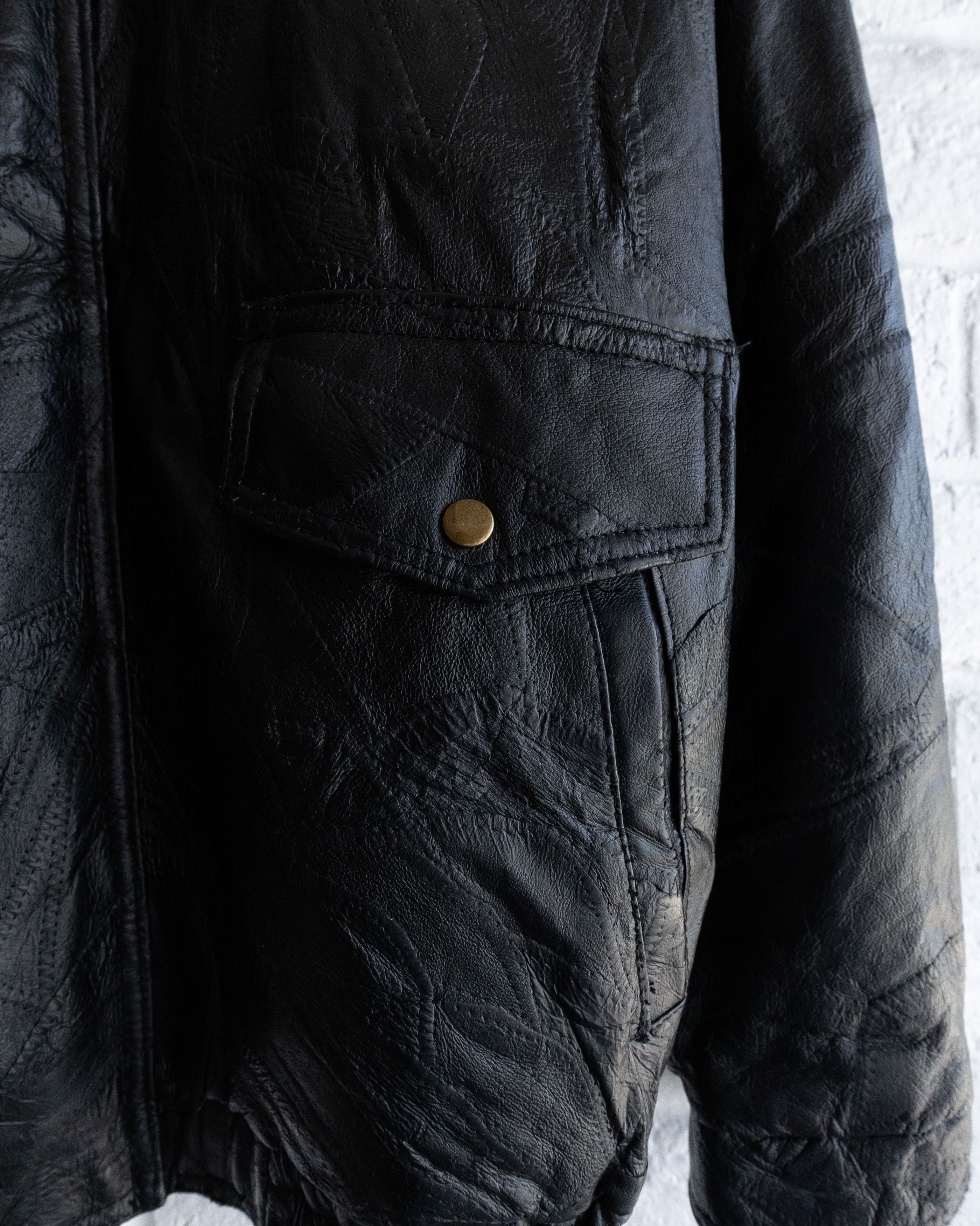 Vintage Vintage 90s Leather Patchwork Bomber Jacket Punk ERD Style Size US L / EU 52-54 / 3 - 2 Thumbnail