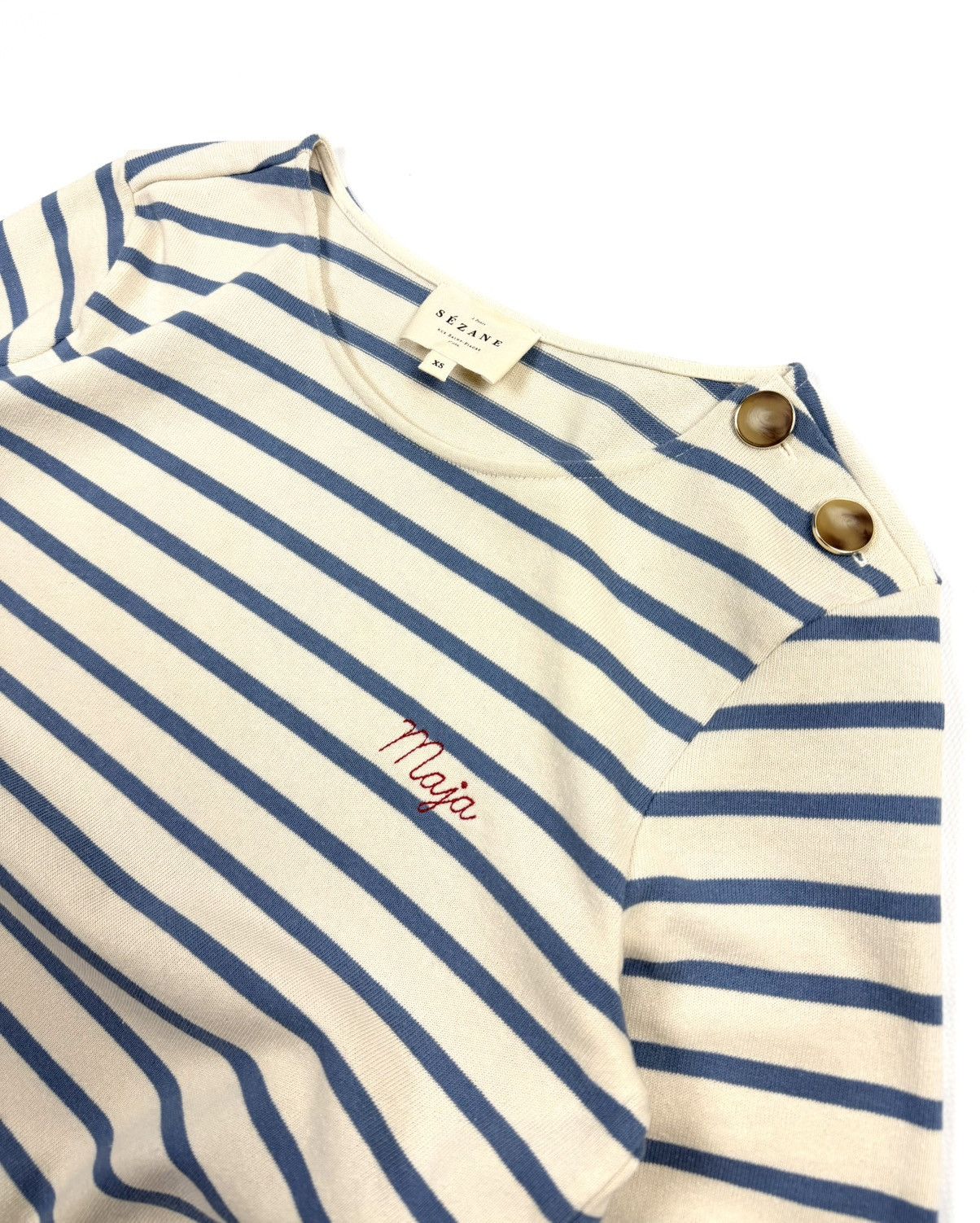 Sezane Sezane Colette Mariniere Striped Long Sleeve Top Designer Size XS / US 0-2 / IT 36-38 - 7 Thumbnail