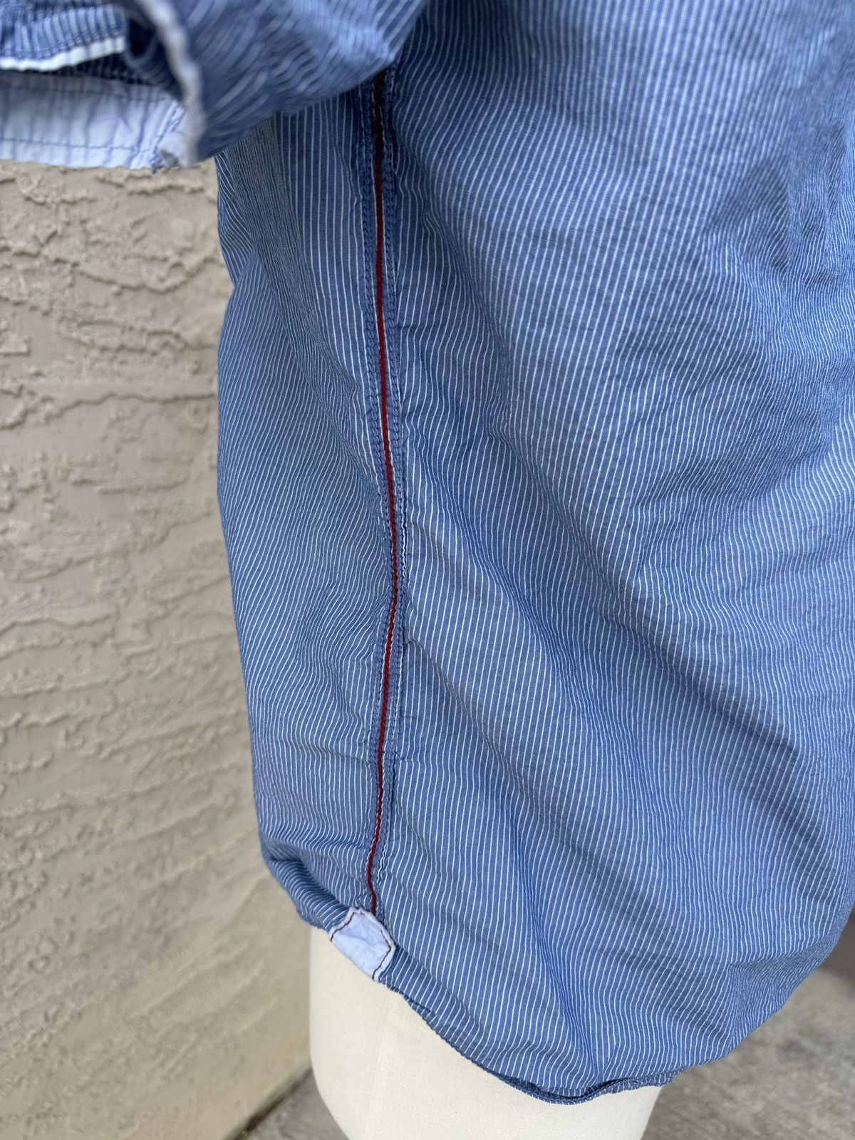 Point Zero POINT ZERO “BLUE PINSTRIPE” SHORT SLEEVE BUTTON UP Size US L / EU 52-54 / 3 - 7 Thumbnail