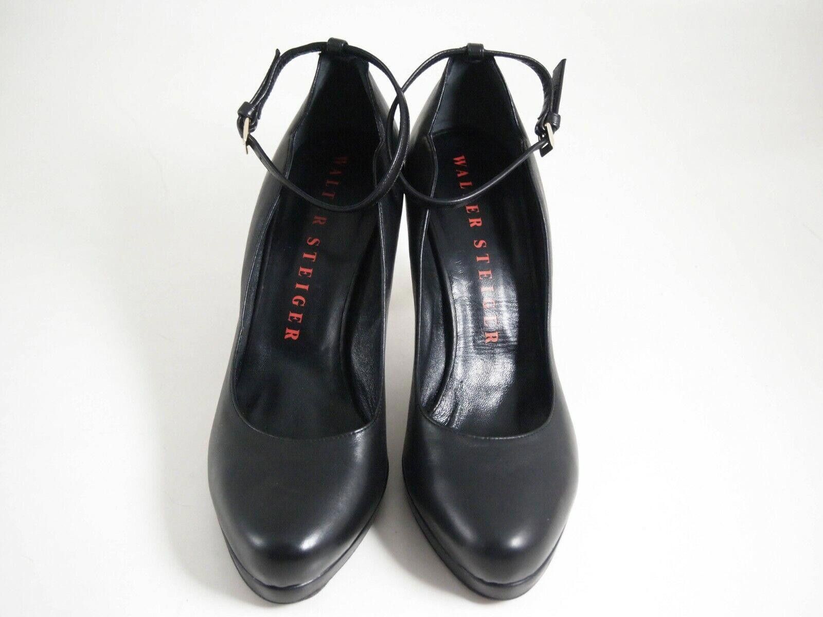 Walter Steiger Walter Steiger High Heel Sandals Black Leather US 10.5 EU 41 Size US 10.5 / IT 40.5 - 3 Thumbnail