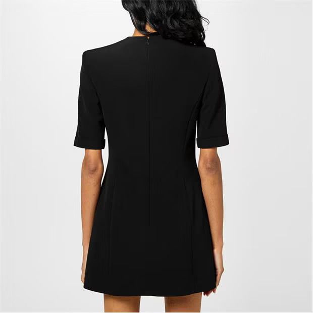 Balmain o1g2r1mq0924 Buttoned Crepe Dress in Noir Size XS / US 0-2 / IT 36-38 - 5 Thumbnail