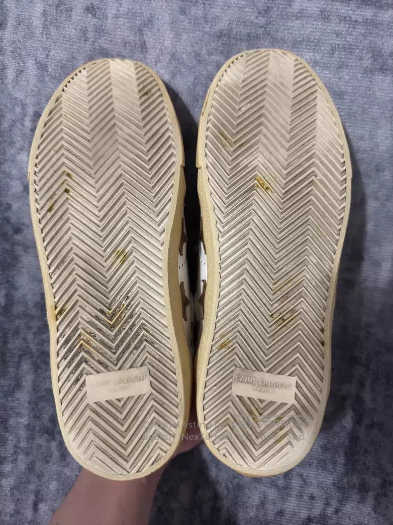Saint Laurent Paris Saint Laurent Paris Calfskin Low-top White Gold Embroidere Size US 9.5 / EU 42-43 - 6 Thumbnail