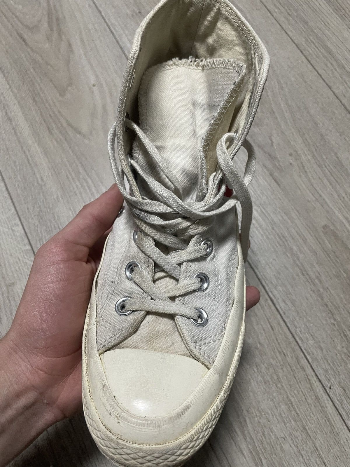 Comme des Garcons Comme des Garçons Play Converse Chuck Taylor White Sneakers Size US 6 / EU 39 - 18 Thumbnail
