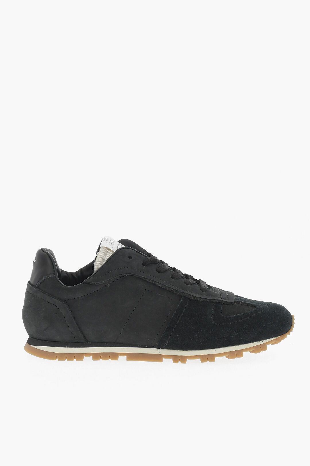 image of Maison Margiela Og1Mm0424 Fabric & Suede Low-Top Sneakers In Black, Men's (Size 8)