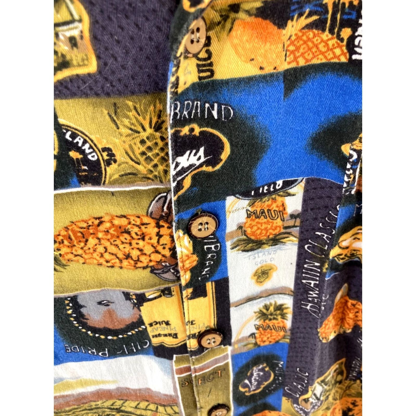 Slowear Colo Wear Mens Camp Shirt XL Hawaiian Pineapple Shirt XL Multicolor Cotton Blend Knit Button-Up Short Sleeve Casual Hawaiian Theme Mens Size US XL / EU 56 / 4 - 6 Thumbnail