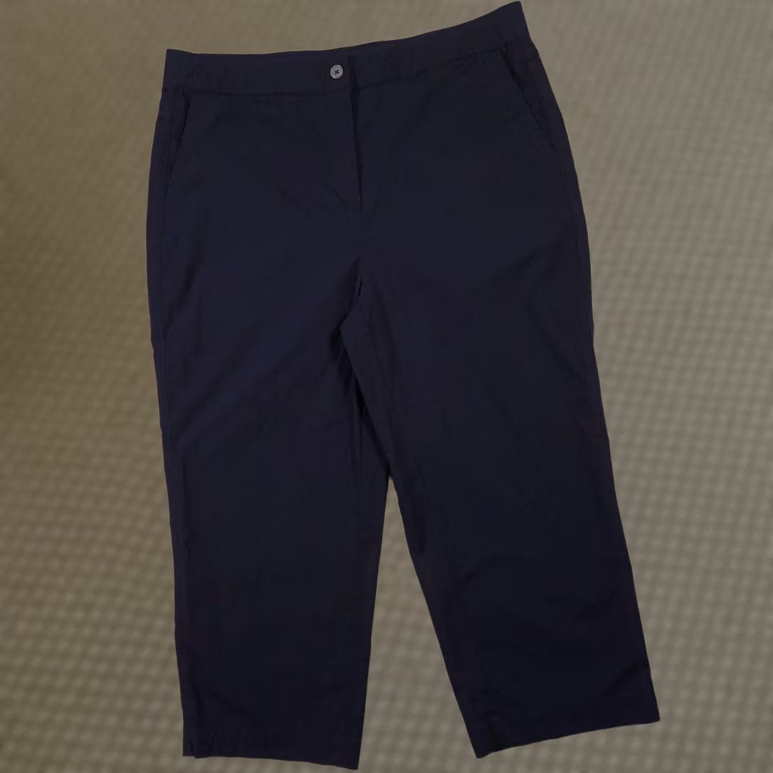 Vintage Chico'S Capri Pants Women 1 Blue Twill Stretch Zip Fly Crop Pockets Casual Size 25" / US 0 / IT 36 - 1 Thumbnail