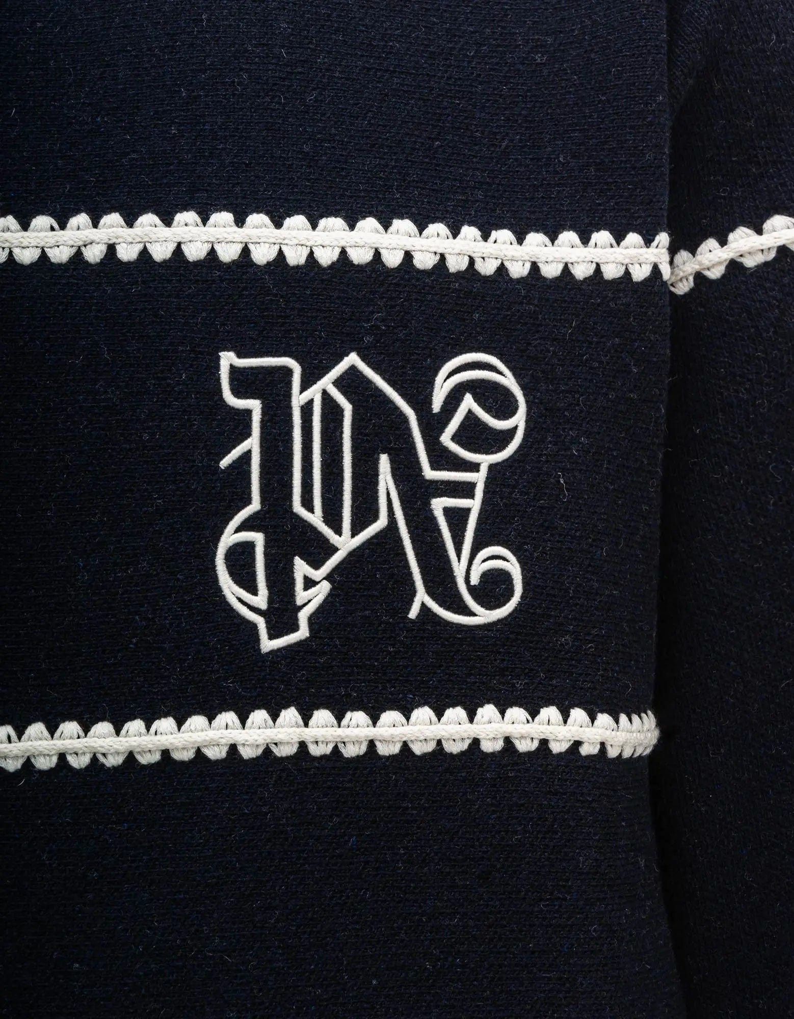 Palm Angels Palm Angels Navy Blue PA Monogram Stripe Sweater Size US M / EU 48-50 / 2 - 6 Thumbnail