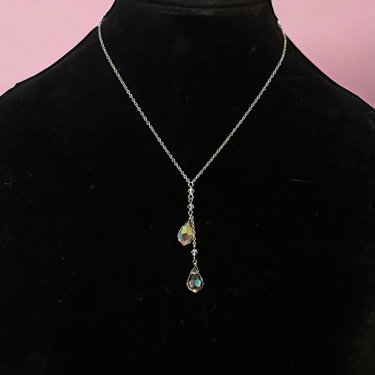 Other Silver tone Aurora Borealis Crystal drop necklace Size ONE SIZE - 1 Thumbnail