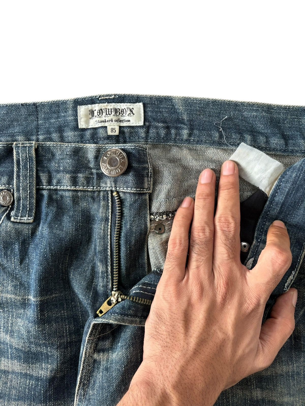 LOWBOX Vintage Japanese Lowbox Mud Wash Distress Baggy Jeans Size US 34 / EU 50 - 5 Thumbnail