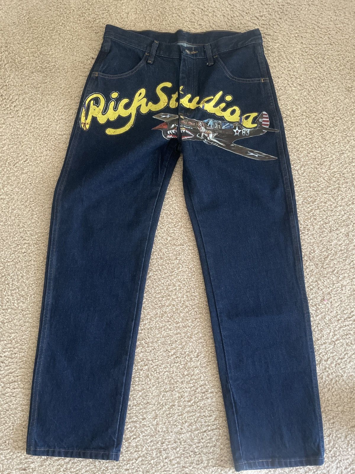 image of Rich Studios Flying Ace Baggy Denim in Blue, Men's (Size 32)