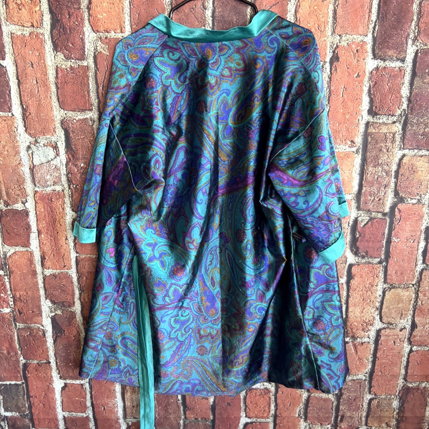 Vintage VINTAGE Frederick's of Hollywood Robe Nightgown Set 1X Blue Satin Polyester Sleeveless V-Neck Tie Adjustable Straps Women Pants? Size ONE SIZE - 4 Thumbnail