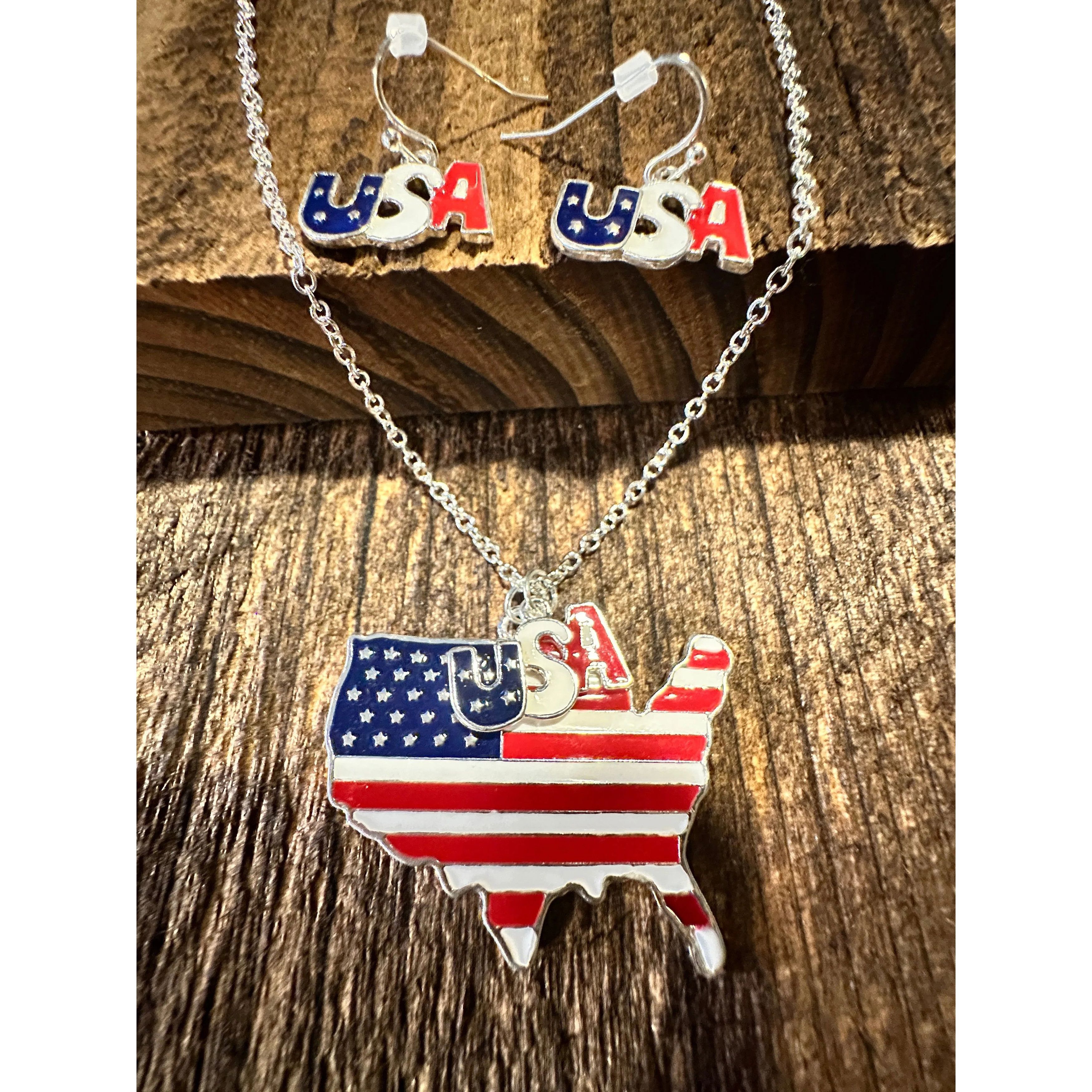 Other Boho America USA Necklace & Earring Set | Patriotic Jewelry Size ONE SIZE - 1 Thumbnail