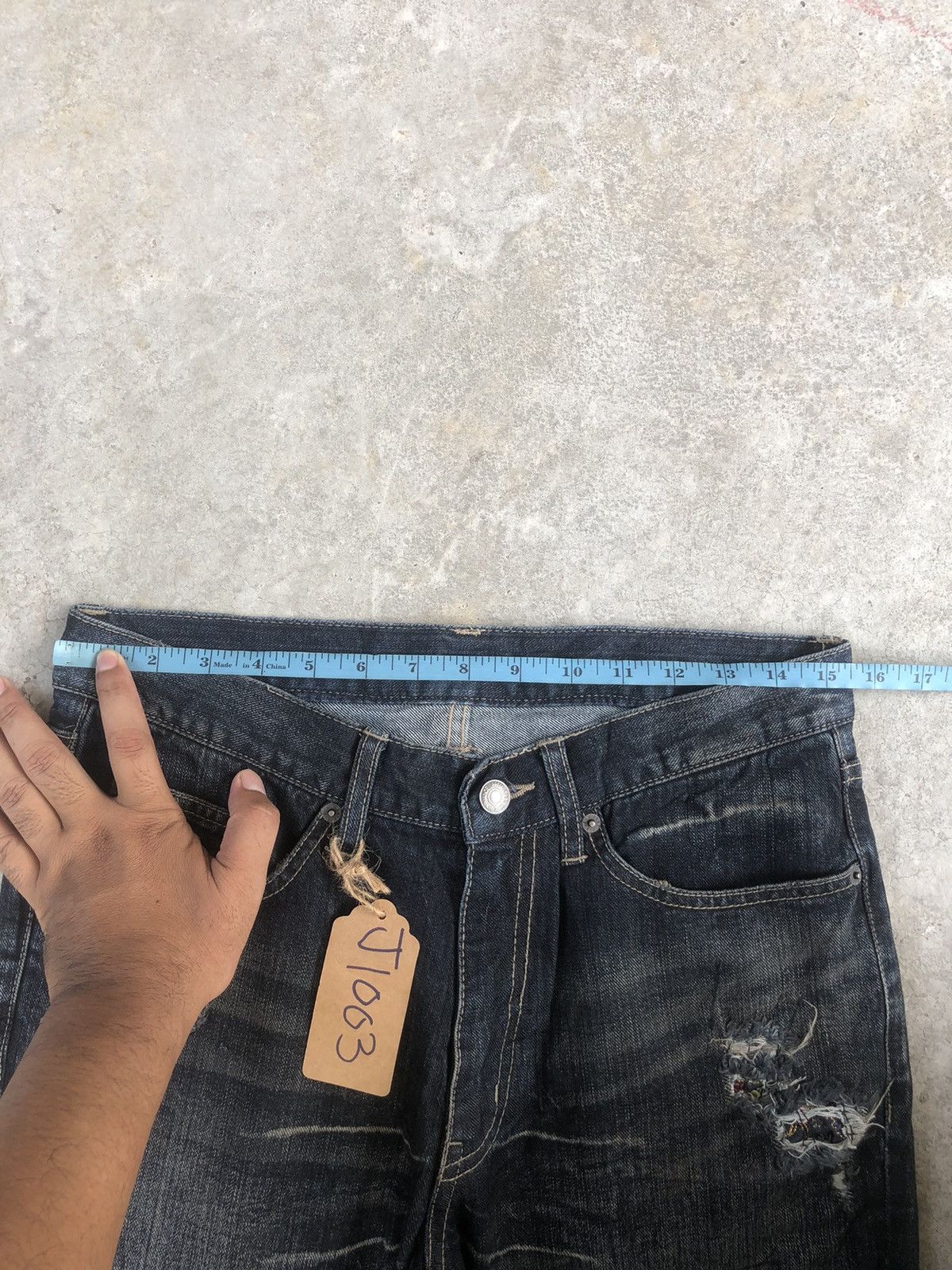 PPFM Japanese PPFM Distressed Patchwork Jeans Size US 31 - 25 Thumbnail