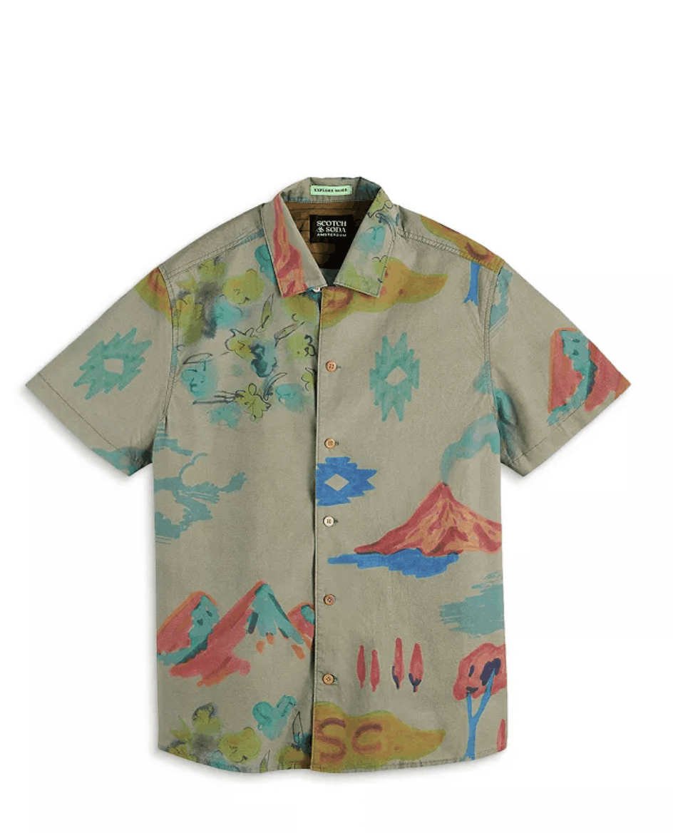 Scotch & Soda Printed Organic Cotton Short Sleeve Shirt Size US M / EU 48-50 / 2 - 1 Thumbnail