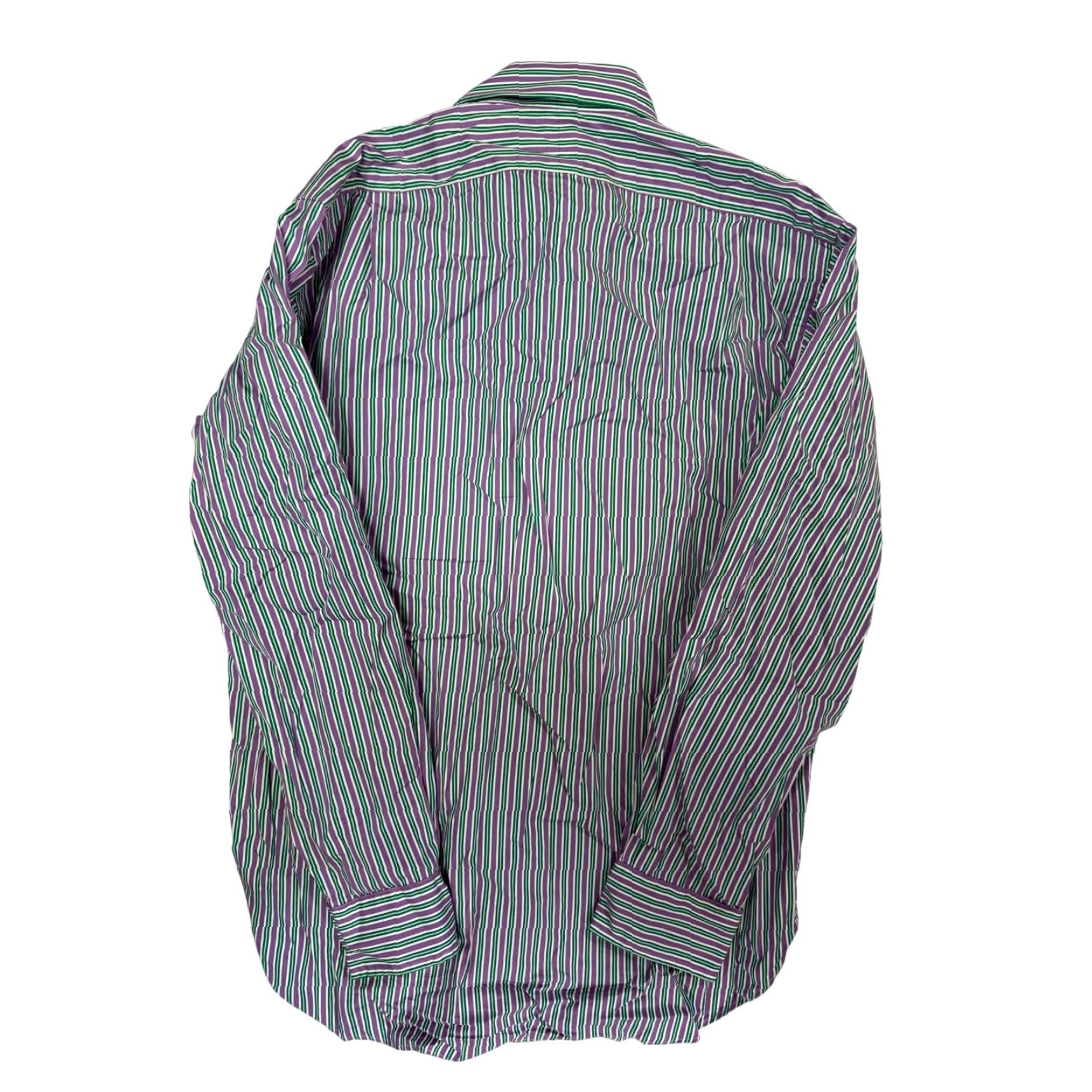 Polo Ralph Lauren VINTAGE Polo Ralph Lauren Classic Fit Pinstripe Button Down Dress Shirt Purple Green 16 34/35 Shirt Mens Adult L Purple Green Size 42R - 2 Thumbnail