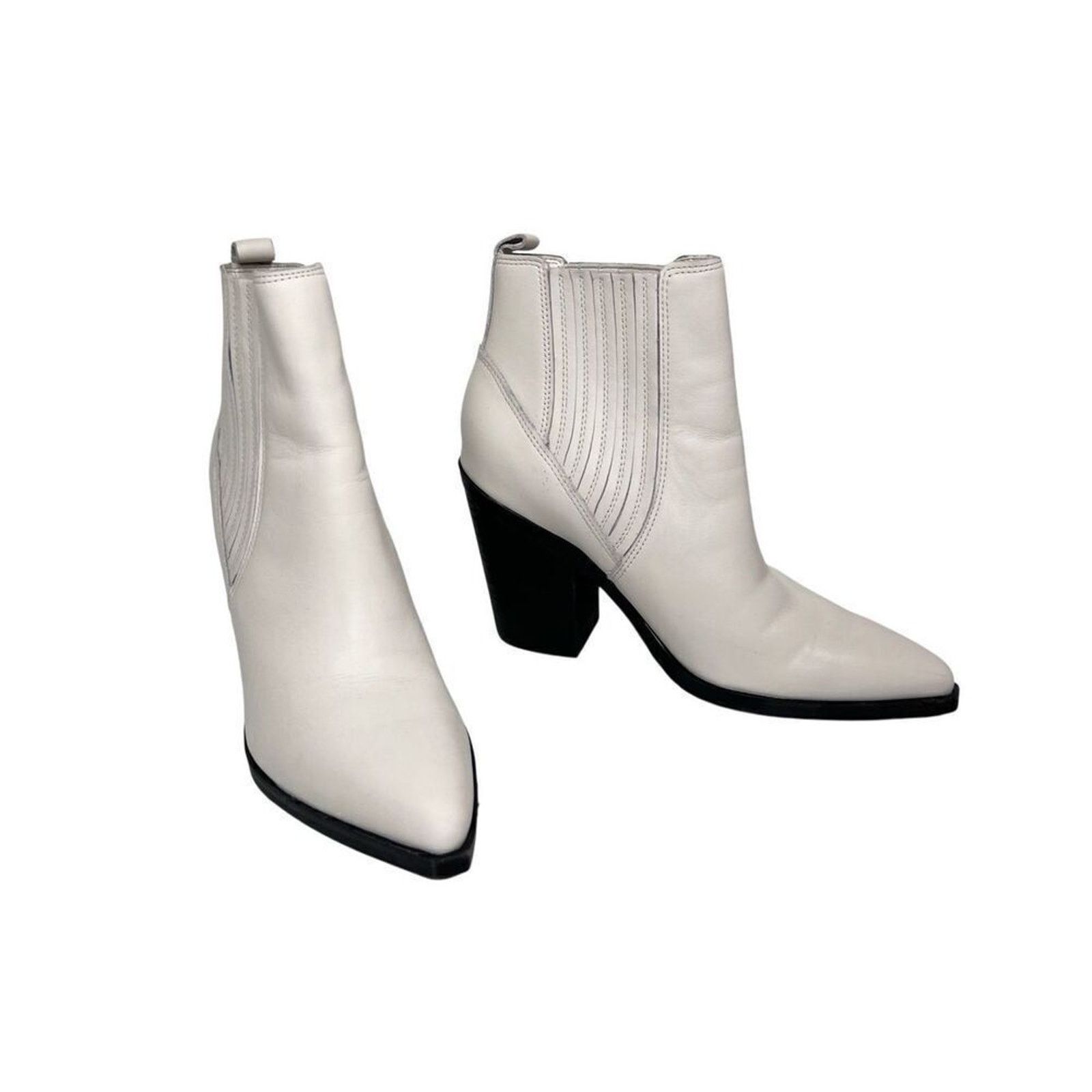 Marc Fisher Marc Fisher Carves Cream Leather Gored Pullon Bootie Boot 6M Size US 6 / IT 36 - 2 Thumbnail