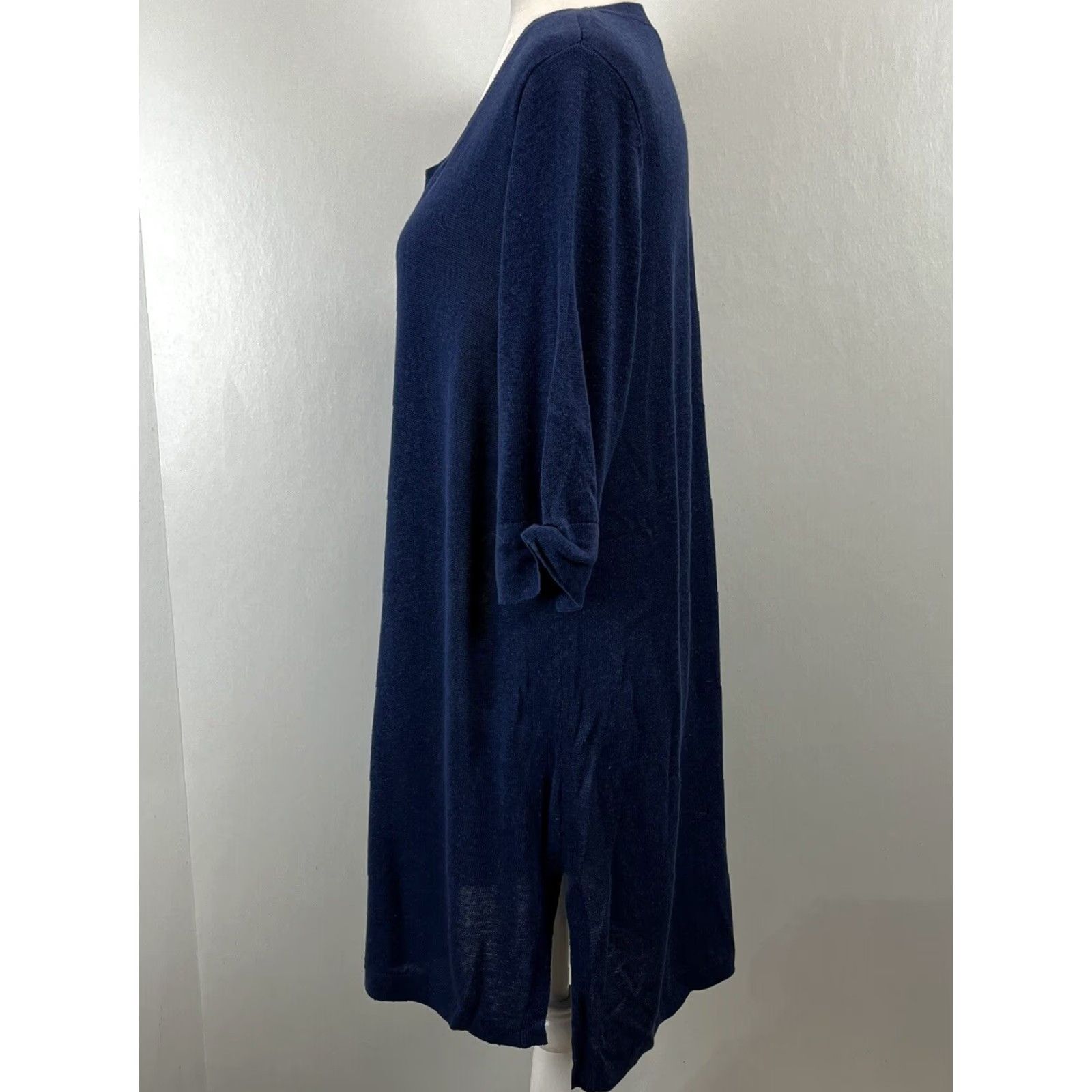 J. Jill J. Jill Linen Sweater Dress Women's Large Blue Lightweight Knee Length Size L / US 10 / IT 46 - 2 Thumbnail