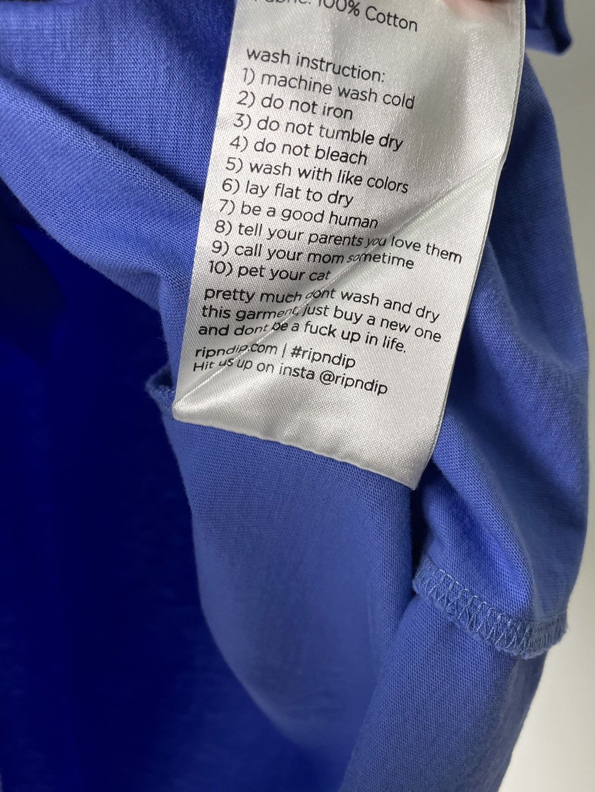 RIPNDIP Ripndip 😸 Must be Nice Collar Logo Blue Basic tee T shirt Size US L / EU 52-54 / 3 - 7 Thumbnail